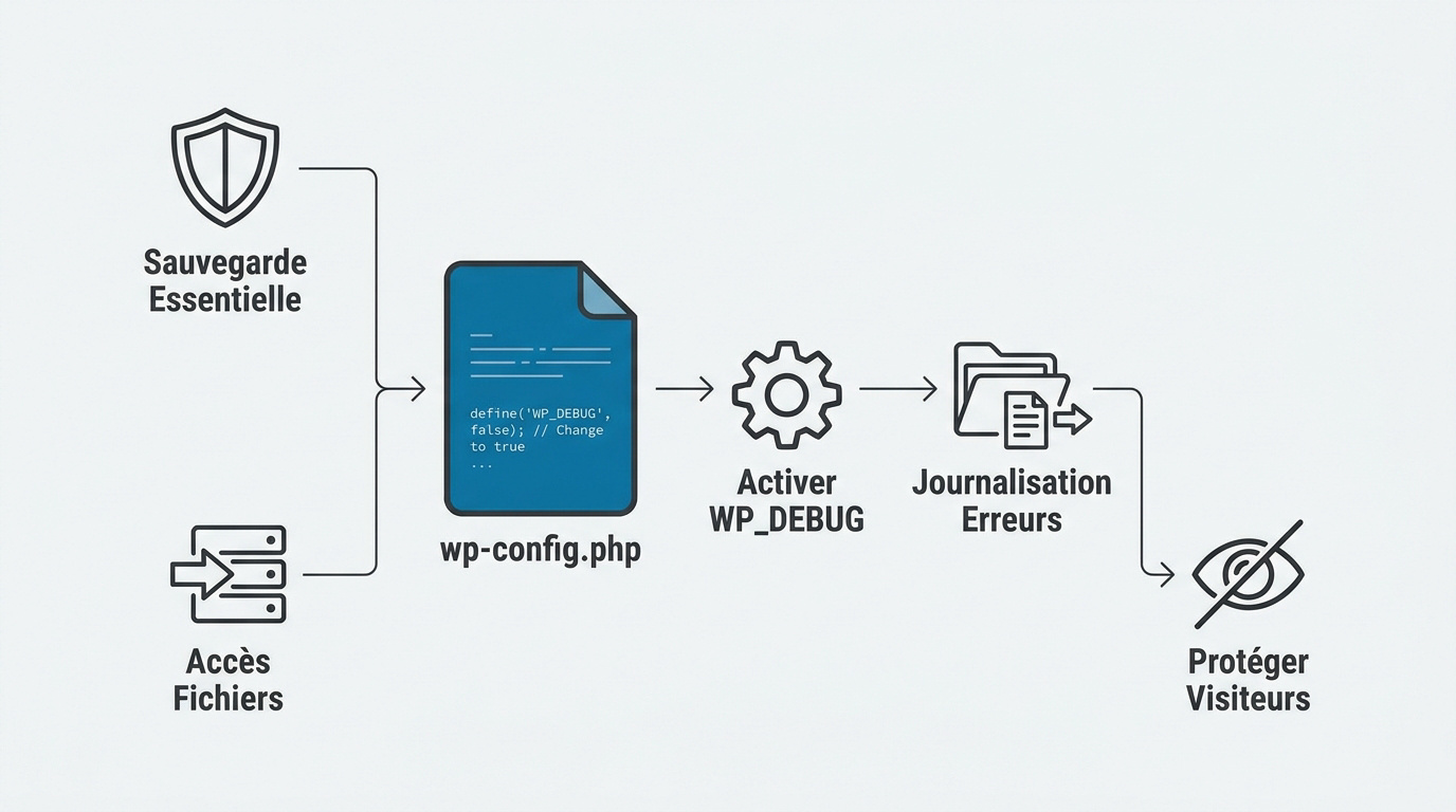 Interface de configuration du fichier wp-config pour activer le débogage WordPress