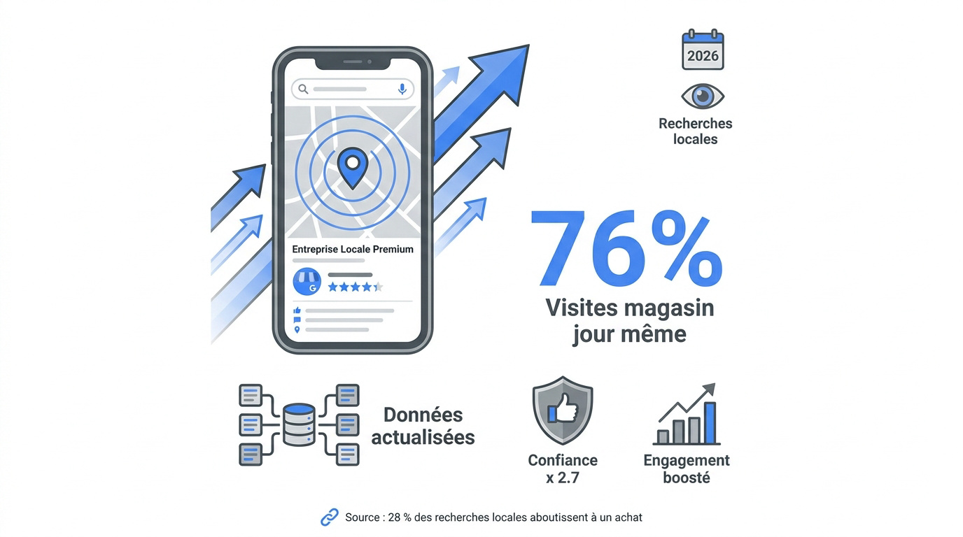 Statistiques montrant l'impact des recherches locales sur les visites physiques en magasin
